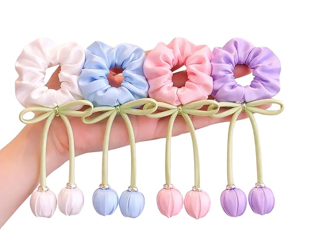 Luxury satin pearl scrunchies (pack of 3)