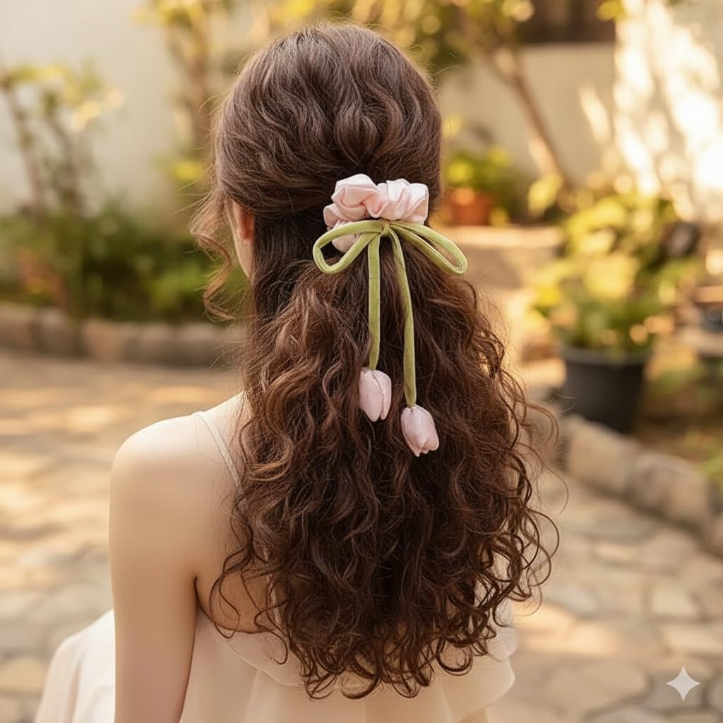 Luxury satin pearl scrunchies (pack of 3)