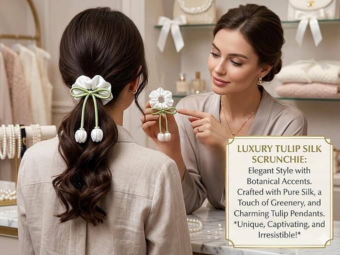 Luxury satin pearl scrunchies (pack of 3)