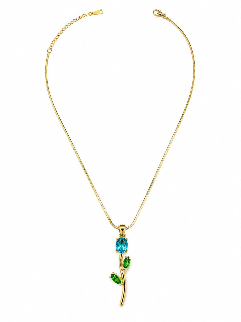 Alvira Emerald, Stainless Steel Tulip Necklace