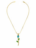 Alvira Emerald, Stainless Steel Tulip Necklace